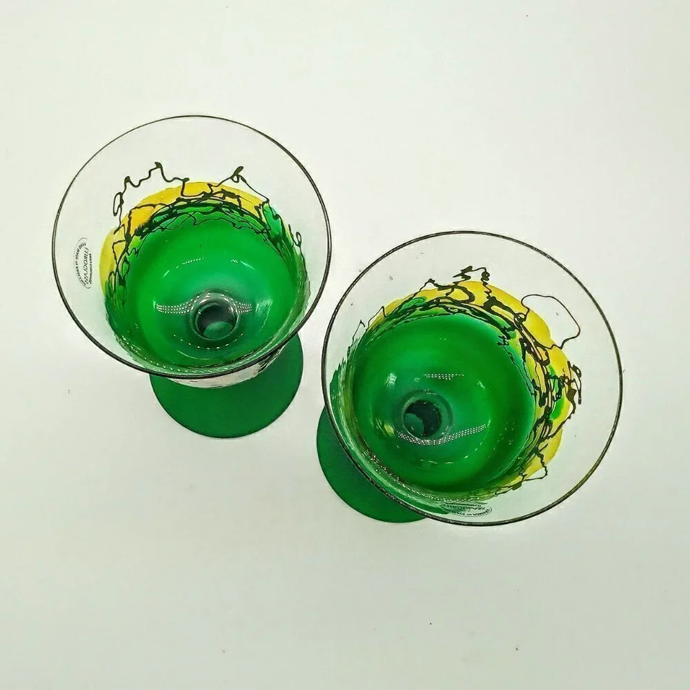 Euroglass Romanian Handmade Green Gold Glasses (2)